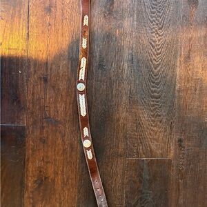 Brown Leather Belt with Decorative Accents